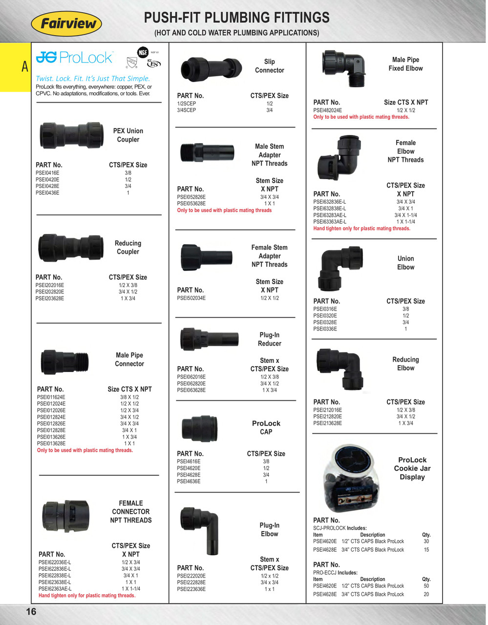 3/4 x 1/2" JG® Black Polysulfone CTS Twist Lock 90° Reducing Elbow  PSEI212820E
