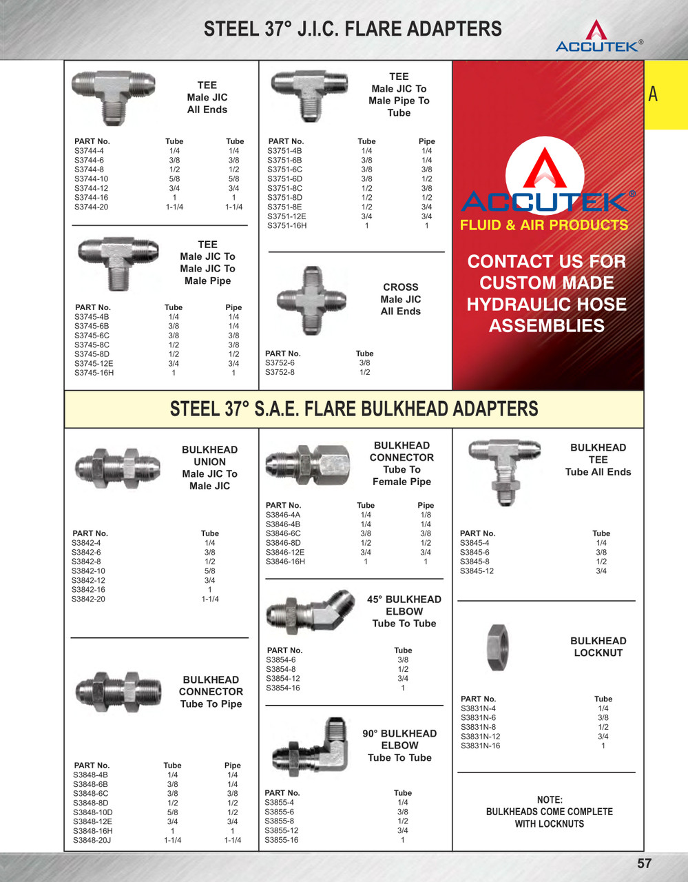 3/4" Steel Male 37° JIC Bulkhead 45° Elbow  S3854-12