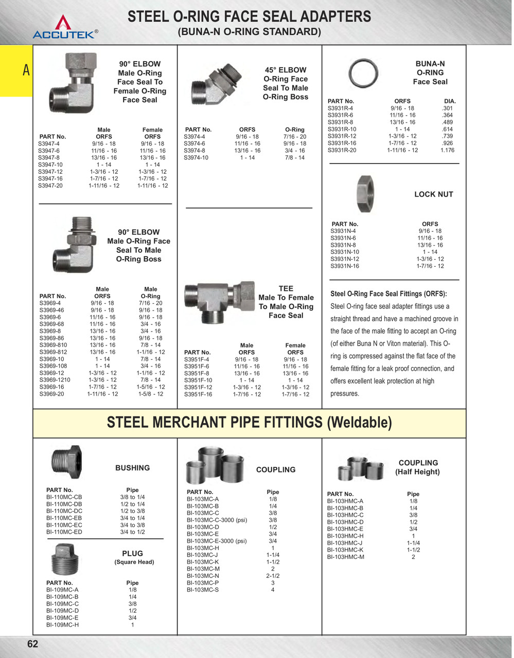11/16"-16 Steel Male ORFS - Female ORFS Swivel 90° Elbow  S3947-6
