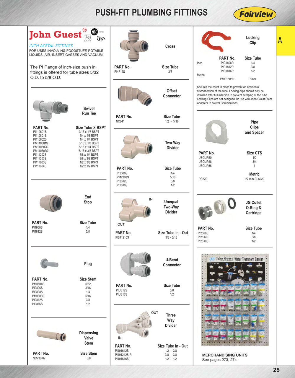 1" CTS JG® White Polypropylene Push-To-Connect Fitting Clip  USCLIP36