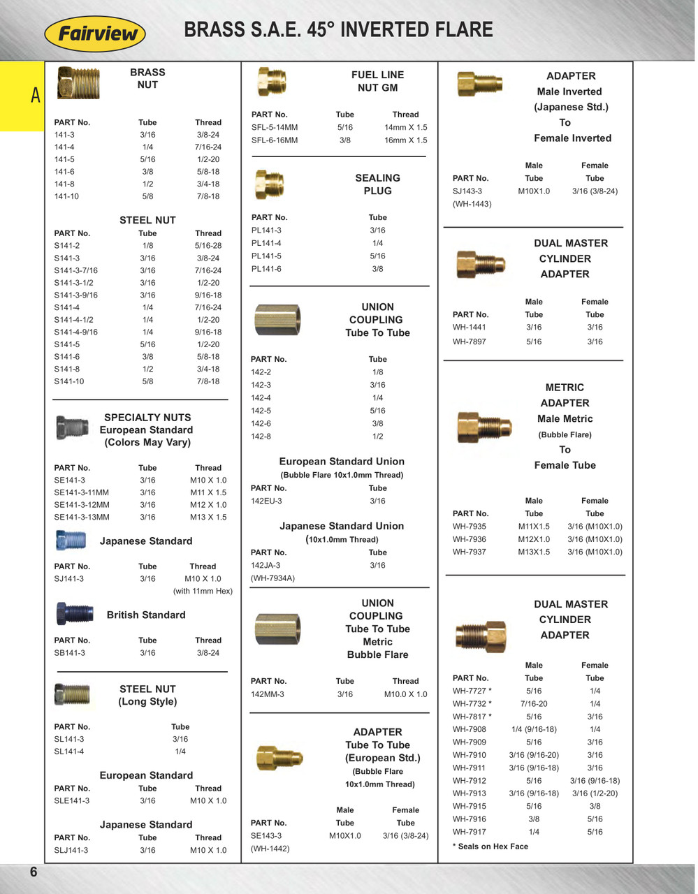 3/16 (9/16"-18) x 3/16 (3/8"-24) Brass Male 45° SAE Inverted Flare - Female 45° SAE Inverted Flare Adapter  WH-7911