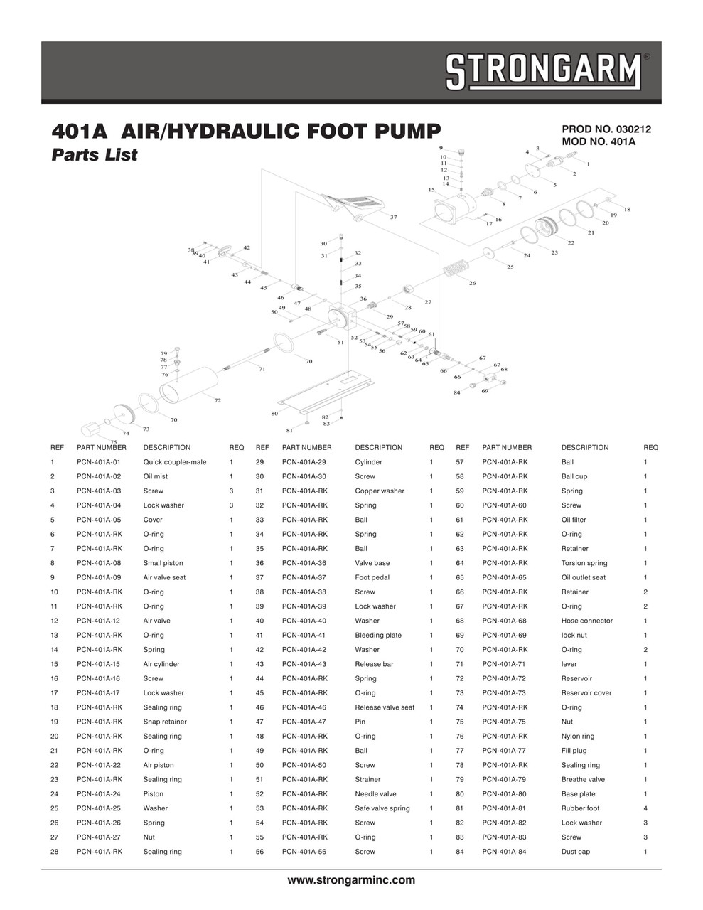 690ml Capacity 10,000 PSI Air Hydraulic Foot Pump  030212