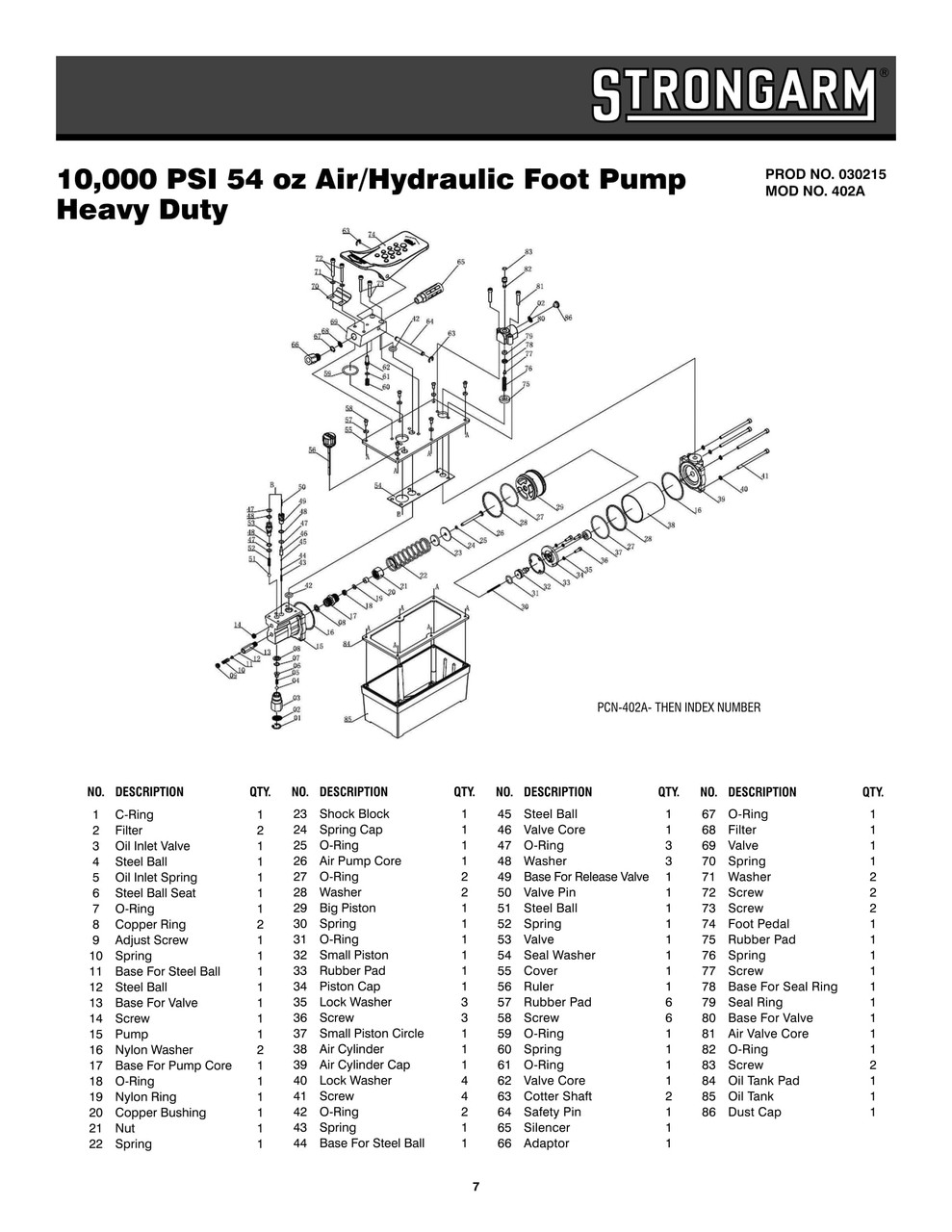 54oz. Capacity 10,000 PSI  Air/Hydraulic Foot Pump - Heavy Duty  030215