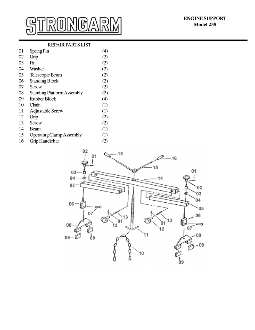 750 lb. Adjustable Engine Support  030342