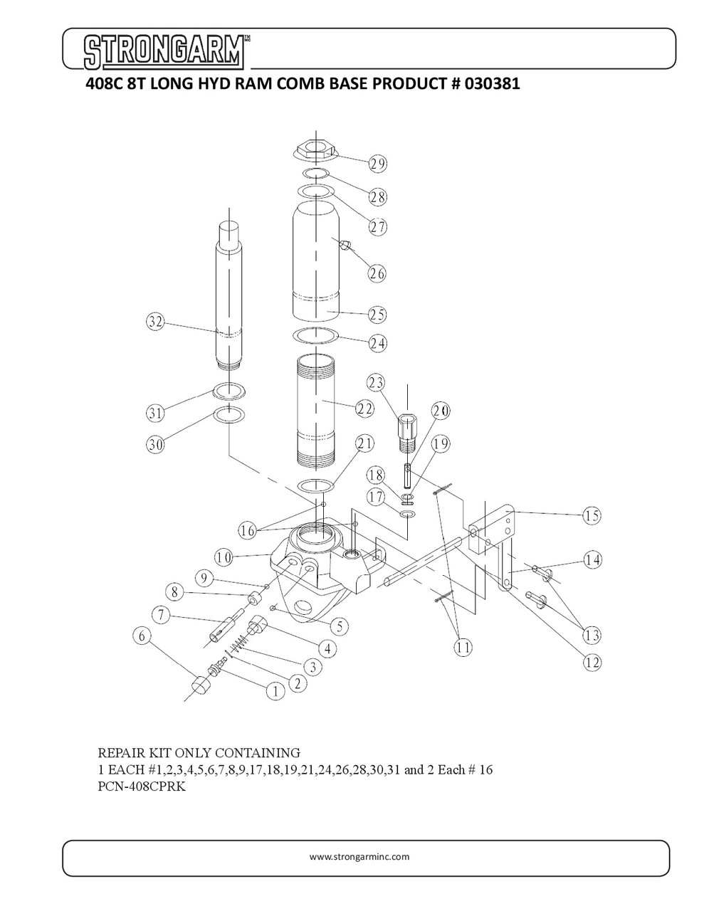 8 Ton Manual Long Ram  030381