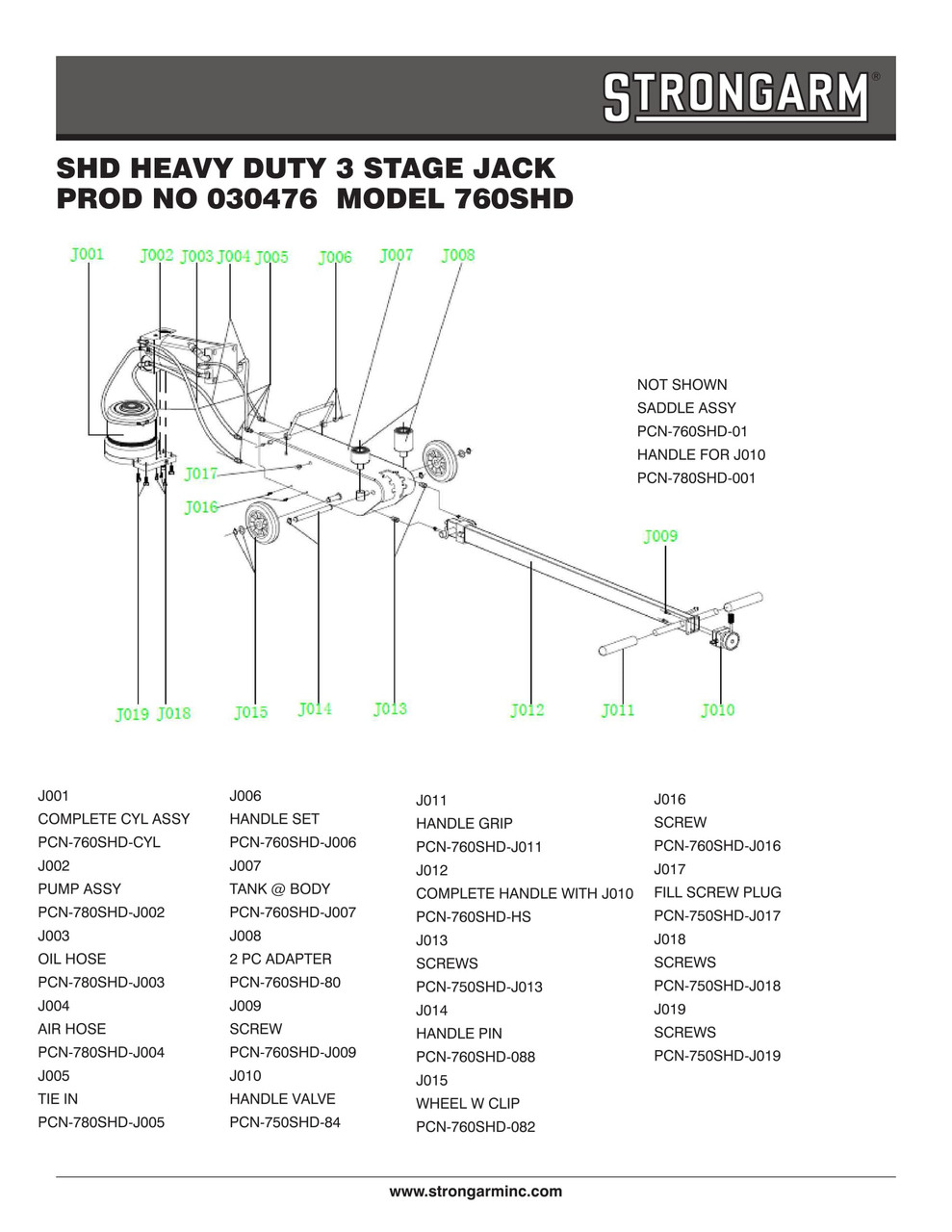 60/40/20 Ton 3 Stage Air Hydraulic Truck Jack  030476