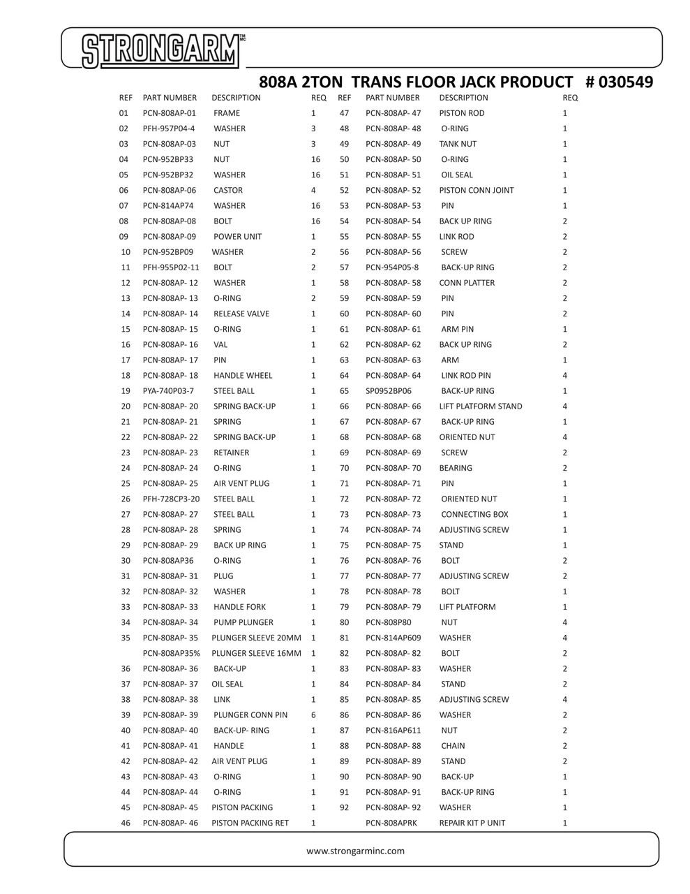 2 Ton Transmission Jack 030549 - Prairie Bearing & Bolt