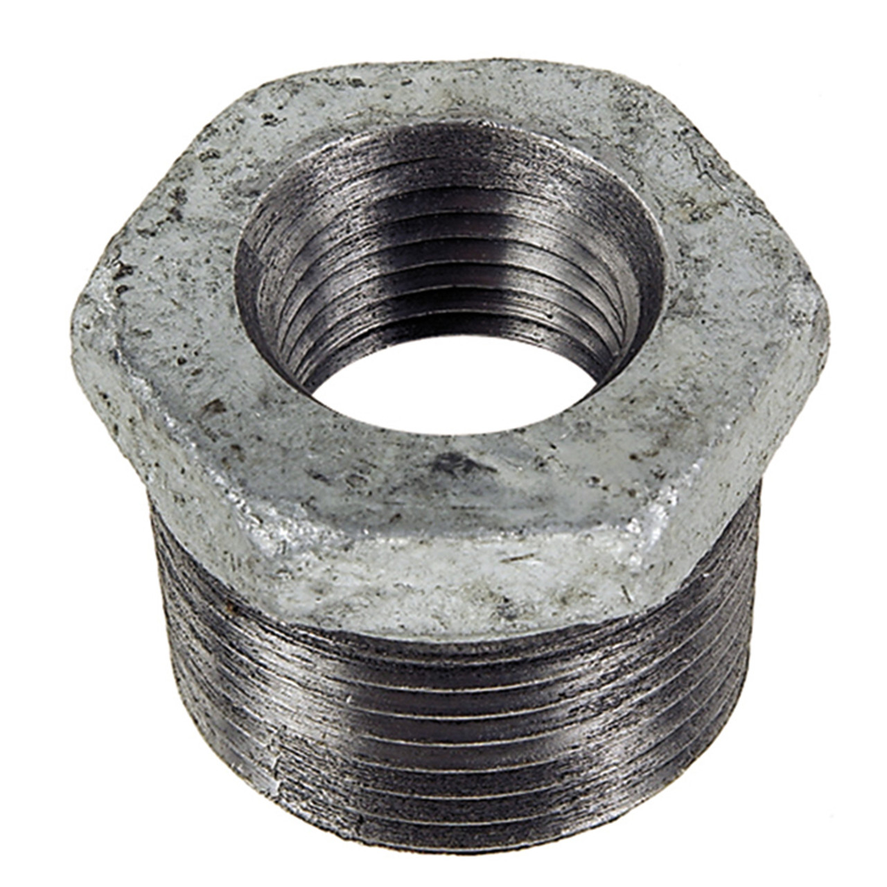 3/8 x 1/8" Sch. 40 Galvanized Male NPT - Female NPT Reducing Hex Bushing   G0816G-038-013