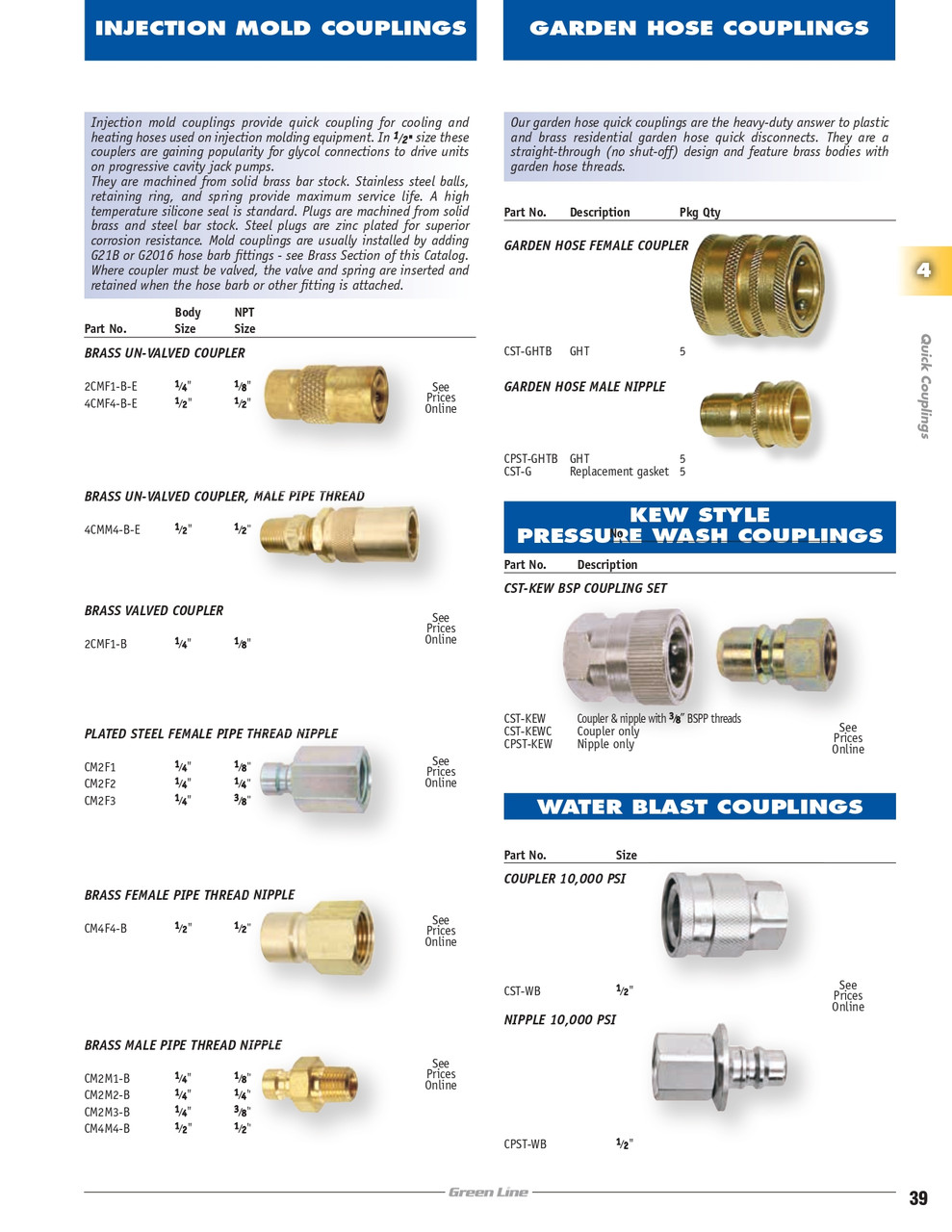 3/4"-11.5 Brass Water Hose Coupler - Female Water Hose Thread   CST-GHTB