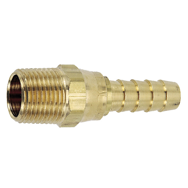 3/8 x 3/8" Brass Hose Barb - Male NPT Swivel Coupler   G21BLM-038-038