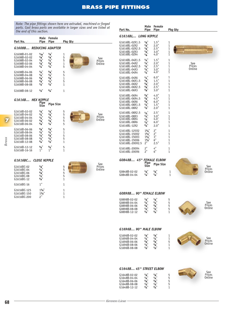 1/16 x 1/8" Brass Male NPT - Female NPT Reducing Adapter   G1608B-01-02