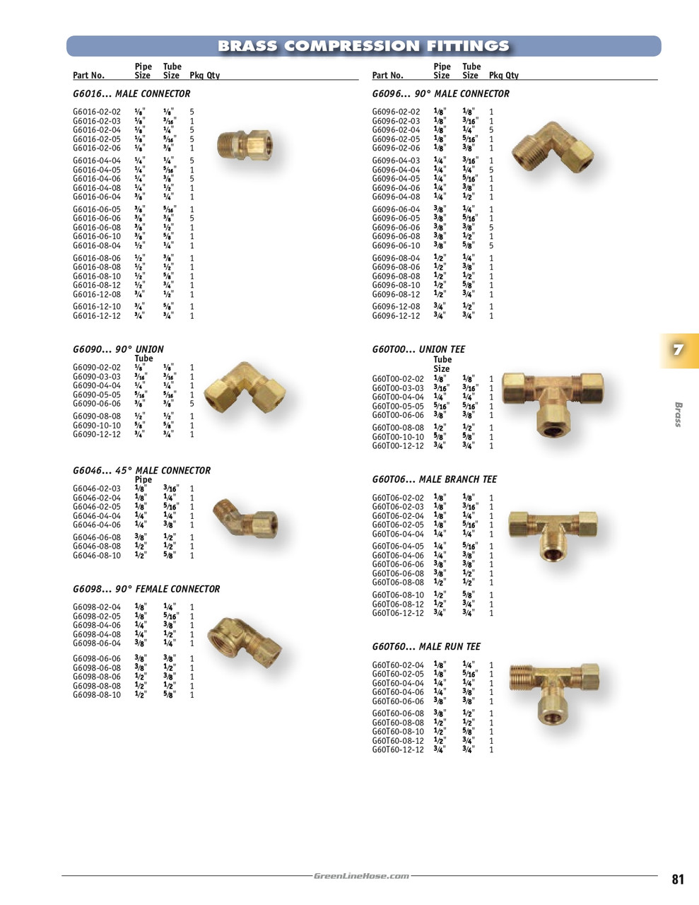 1/8 x 3/16" Brass Male NPT - Compression 90° Elbow   G6096-02-03