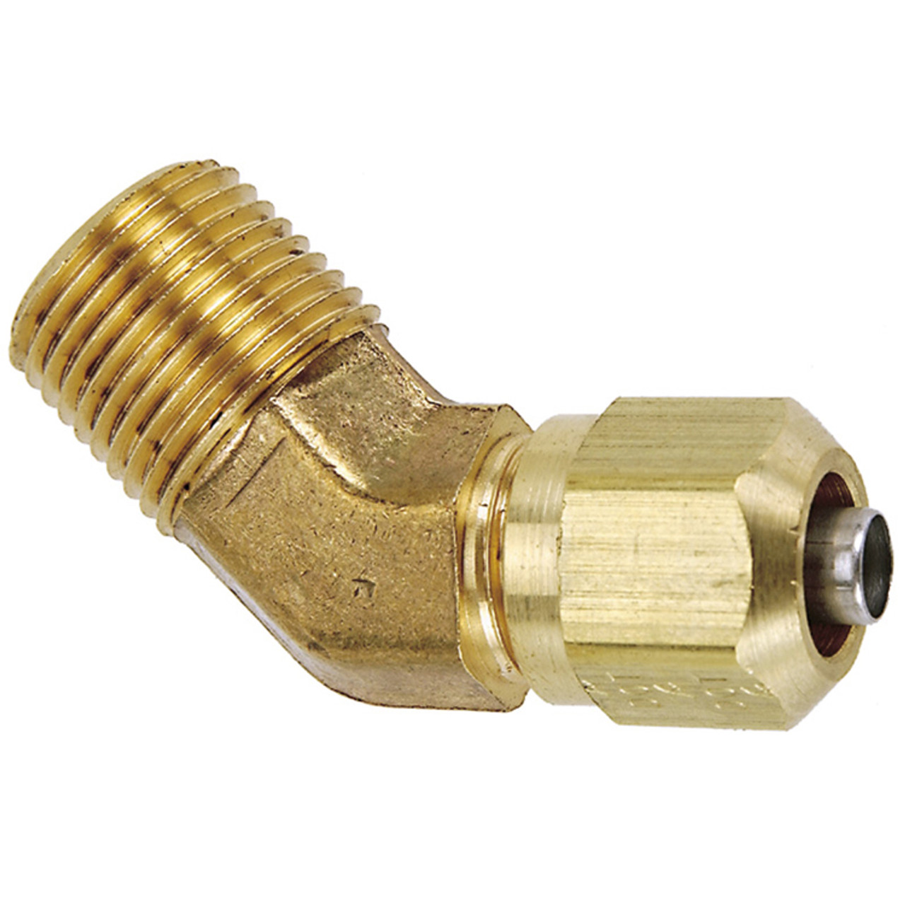 1/8 x 3/8" Brass DOT Male NPT - Compression 45° Elbow   G7046-02-06