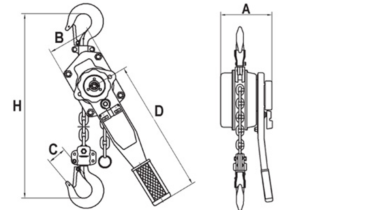 1-1/2T @ 10' Lift VLP Series Lever Chain Hoist 110307