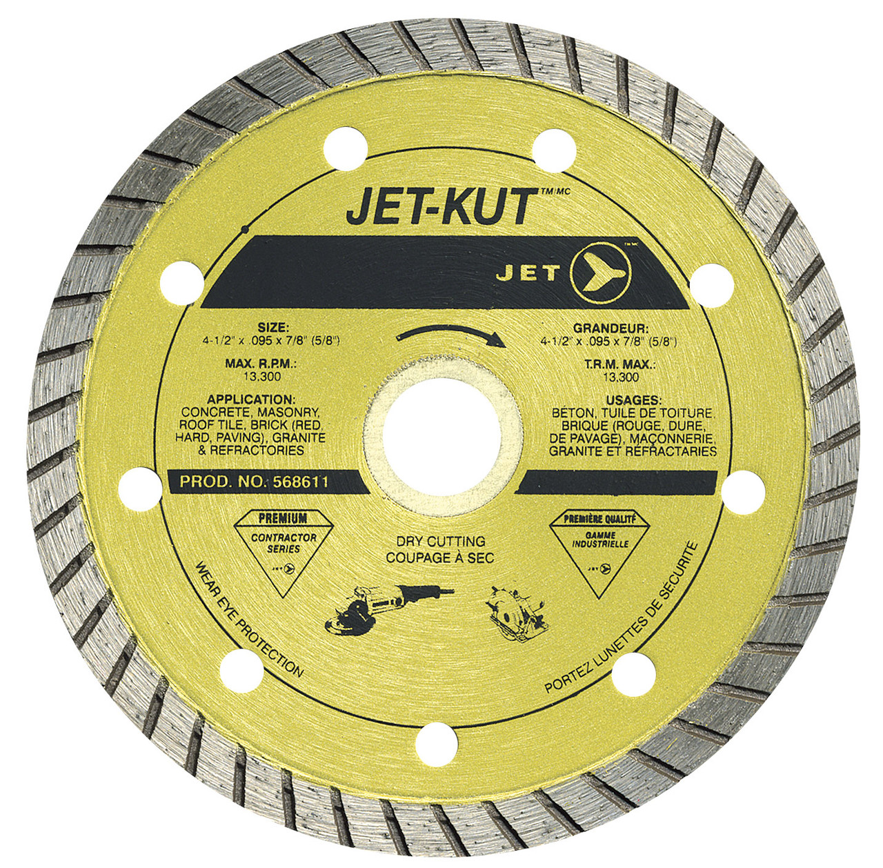 4 x .095 x 7/8" (20mm, 5/8") JET-KUT® Premium Turbo Diamond Circular Saw Blade 568603