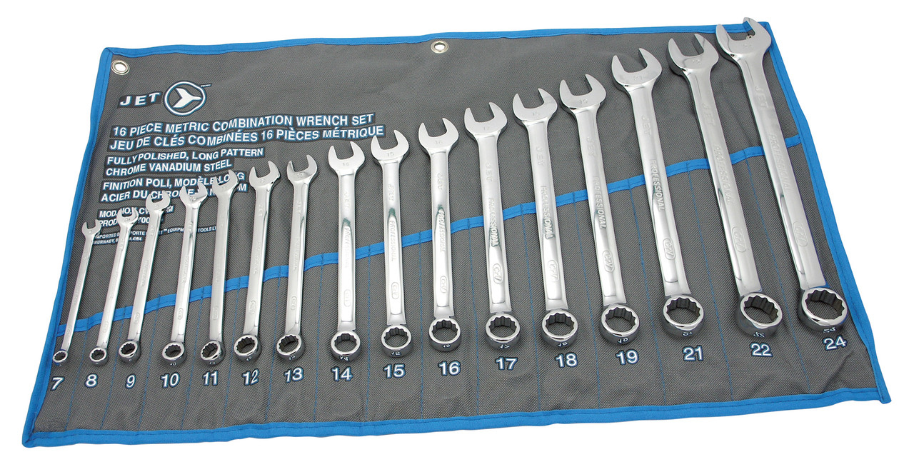 16 Pc. Long Metric Fully Polished Combination Wrench Set 700185