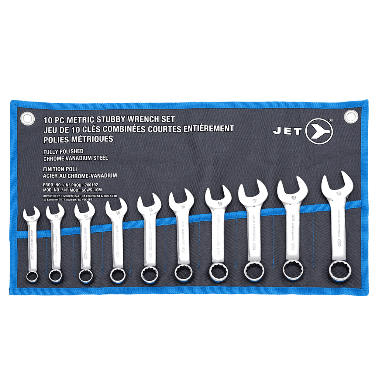 10 Pc. Stubby Metric Fully Polished Combination Wrench Set 700192