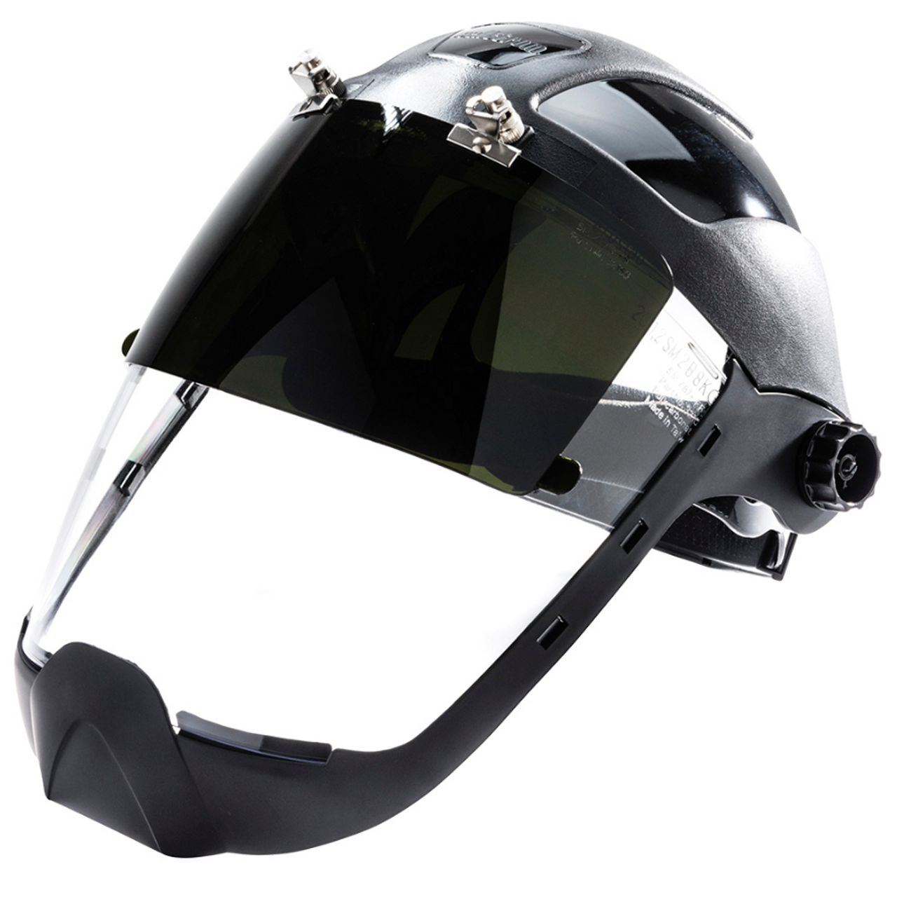 Sellstrom® DP4 Series Black Crown & Chin Guard - Sta-Clear® AF/AS Face Shield & Ratcheting Headgear - IR 8.0 Flip-Up Visor  S32281