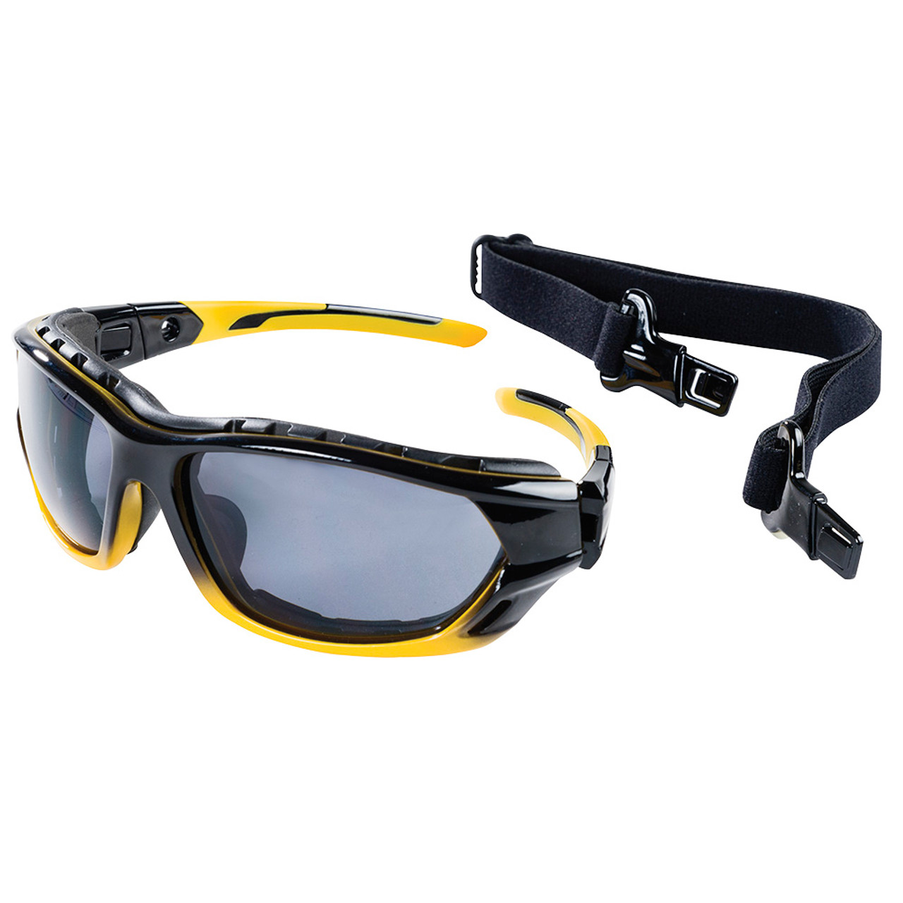 Sellstrom® XPS530 Series Sta-Clear® AF/AS Sealed Safety Glasses - Smoke Tint - Black-Yellow Frames  S70001