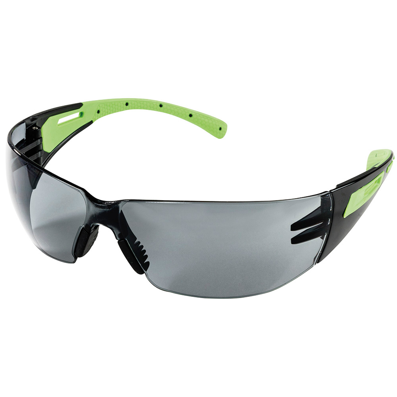 Sellstrom® XM300 Series Hard Coated Wrap Around Safety Glasses - Smoke Tint - Hi-Viz Green-Black Arms  S71101