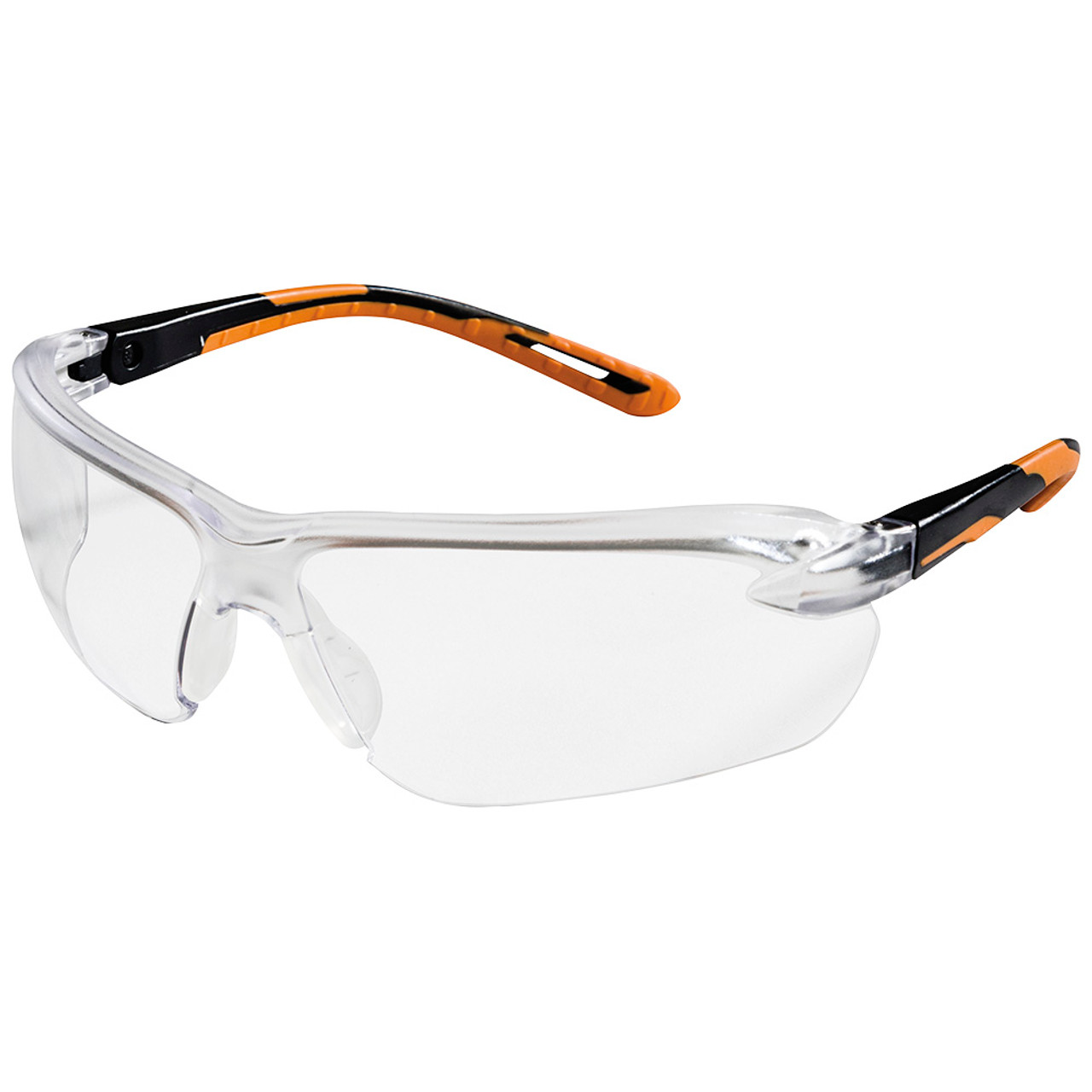 Sellstrom® XM310 Series Hard Coated Wrap Around Safety Glasses - Clear - Orange-Black Arms  S71200