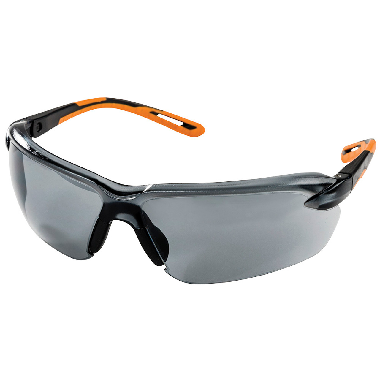 Sellstrom® XM310 Series Hard Coated Wrap Around Safety Glasses - Smoke Tint - Orange-Black Arms  S71201