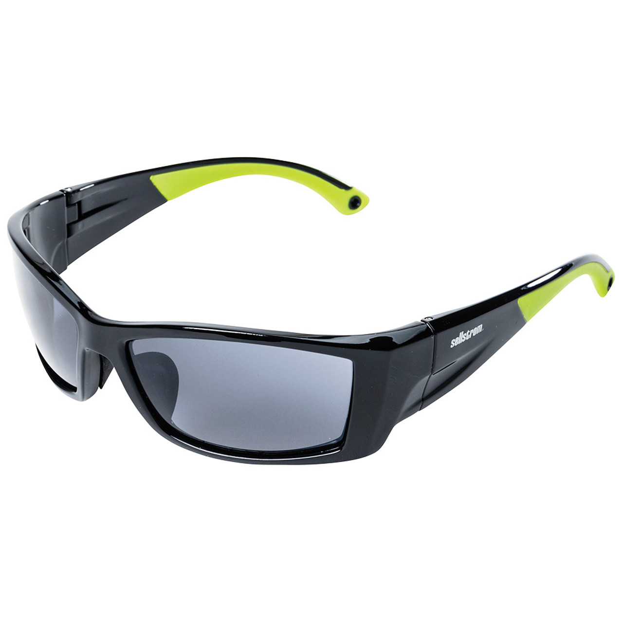 Sellstrom® XP460 Series Sta-Clear® AF/AS Wrap Around Safety Glasses - Smoke Tint - Hi-Viz Green-Black Frames  S72401