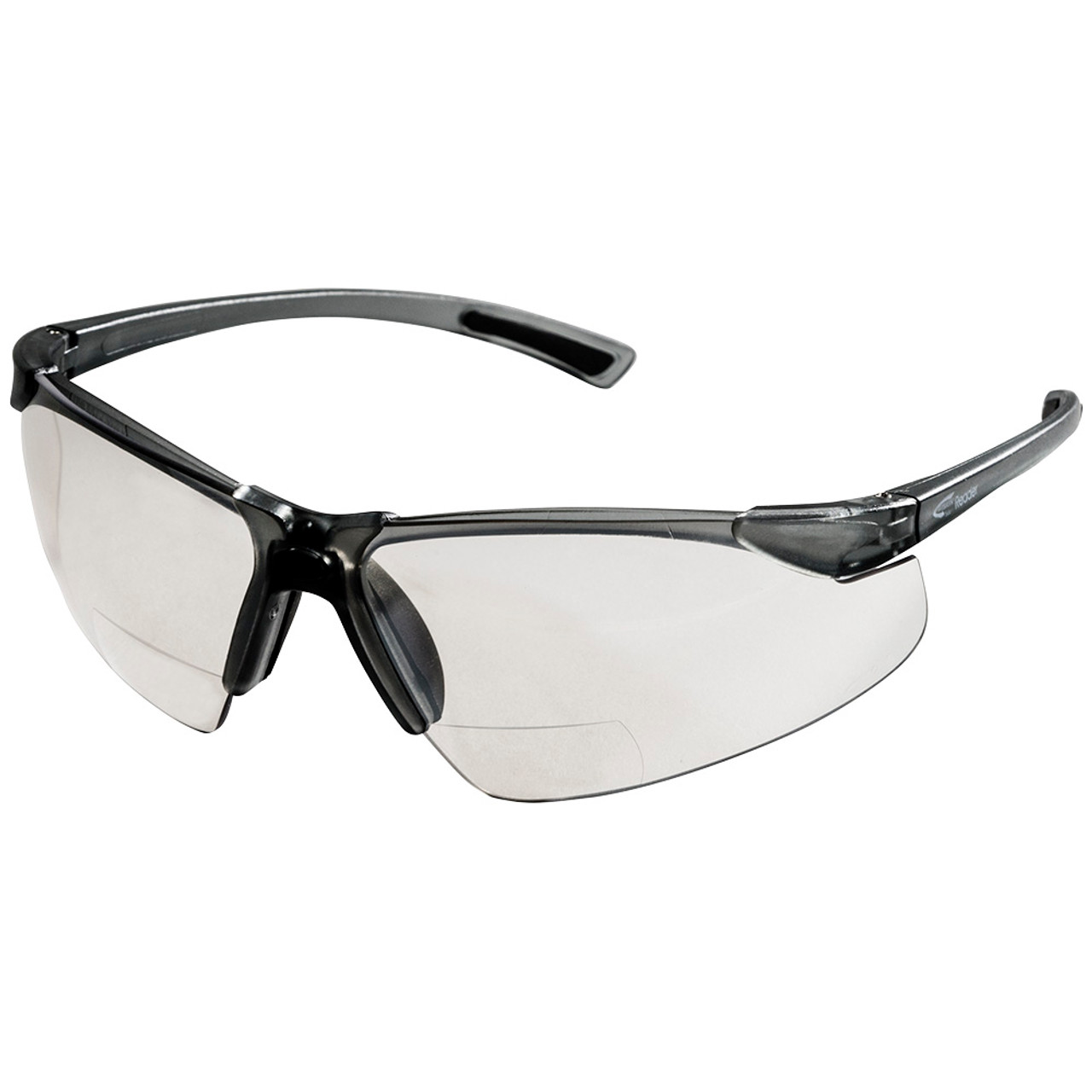 Sellstrom® XM340 Series Hard Coated Wrap Around Safety Glasses - Clear - 2.0x Magnification - Smoke Tint Frames  S74203