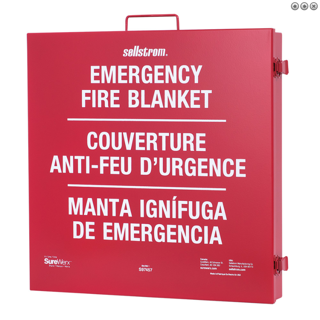 Wall Mounted 5 x 6' Emergency 18 oz. Fiberglass Fire Blanket w/Metal Housing  S97457