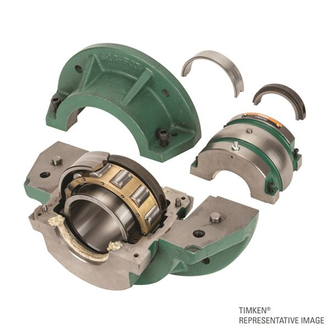 180mm Medium Series Split Cylindrical Retained Bearing w/ Housing & Flange - Aluminum Triple Labyrinth Seal   MSM180BRHFATL