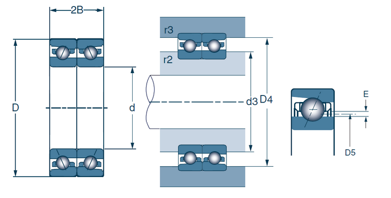 Precision Single Row 40° Angular Contact Ball Bearing - Tandem Duplex Pair  7211BT1DT+22P4