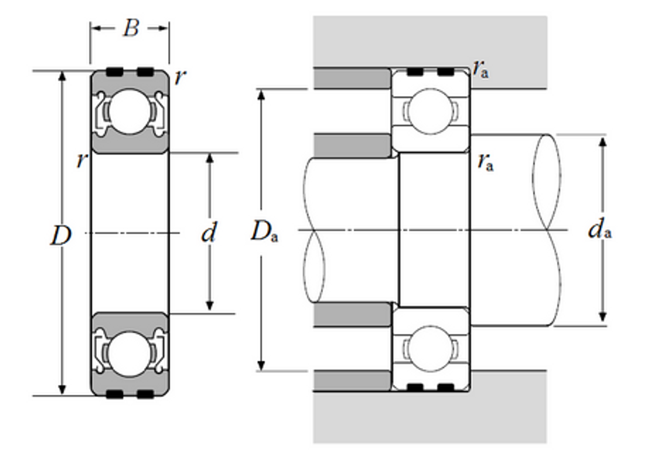 Expansion Compensated Single Row Radial Ball Bearing - Two Non-Contact Seals  EC-6202LLBC3
