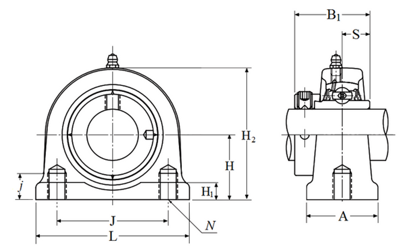1-11/16" Cast Iron Tapped Base Pillow Block w/Wide Eccentric Locking Collar Insert Bearing - Standard Duty  UELUP209-111D1