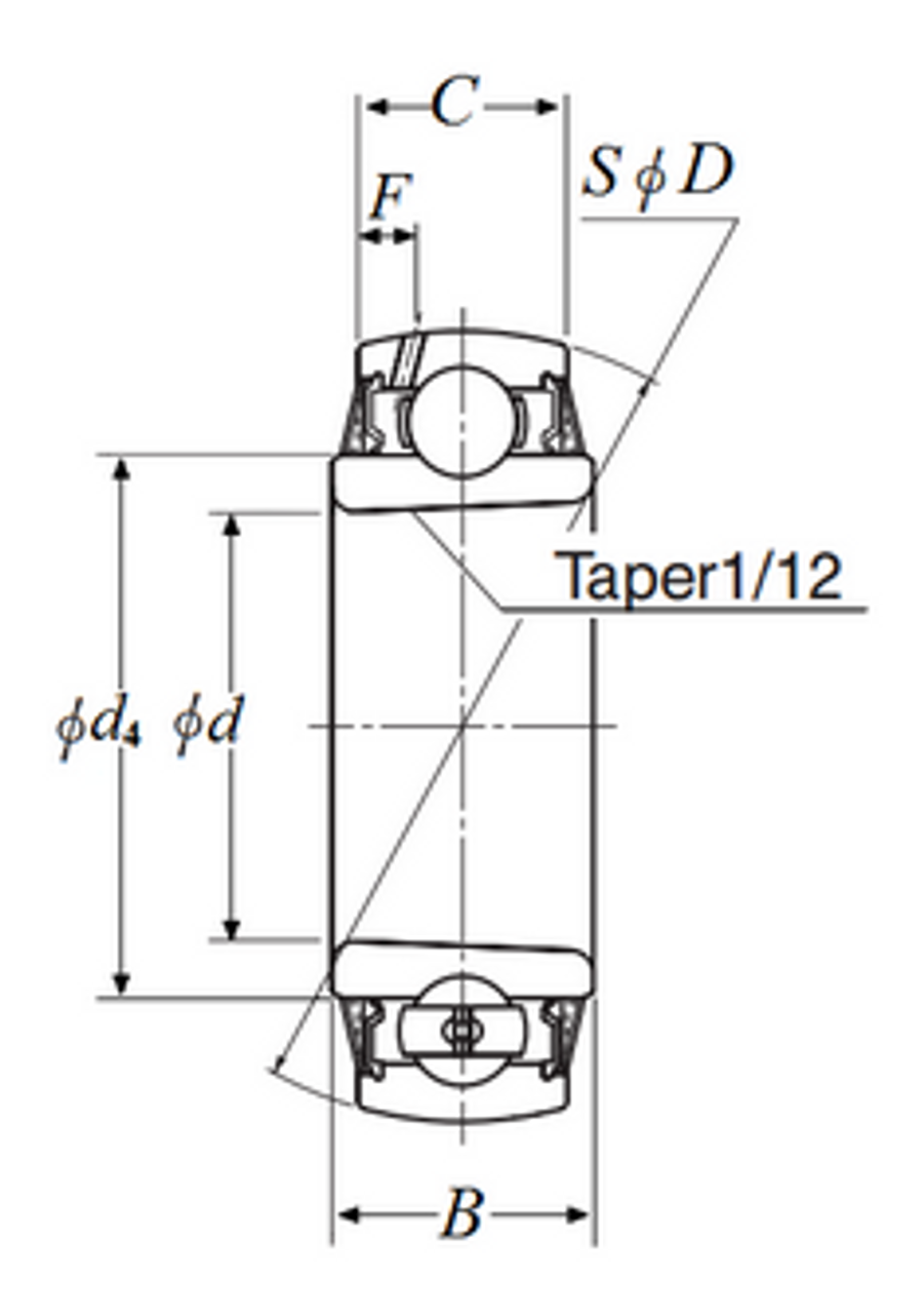 85mm Spherical Insert Wide Taper Bore Ball Bearing - Standard Duty  UK218D1