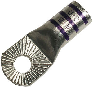 3/0 AWG 3/8" H/D Stackable Single Barrel Ring Connector  3830-11