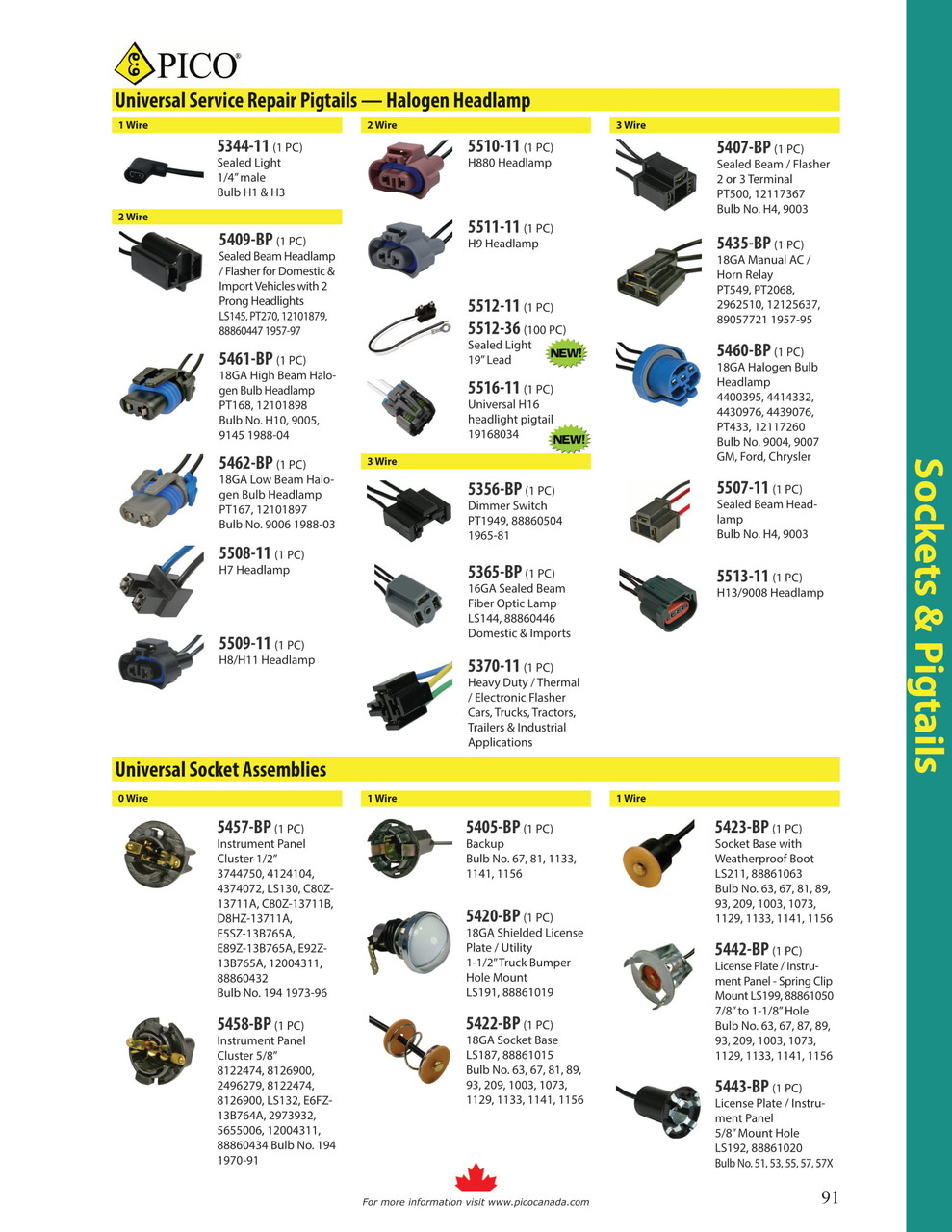 Universal H9 Headlamp Pigtail  5511-11