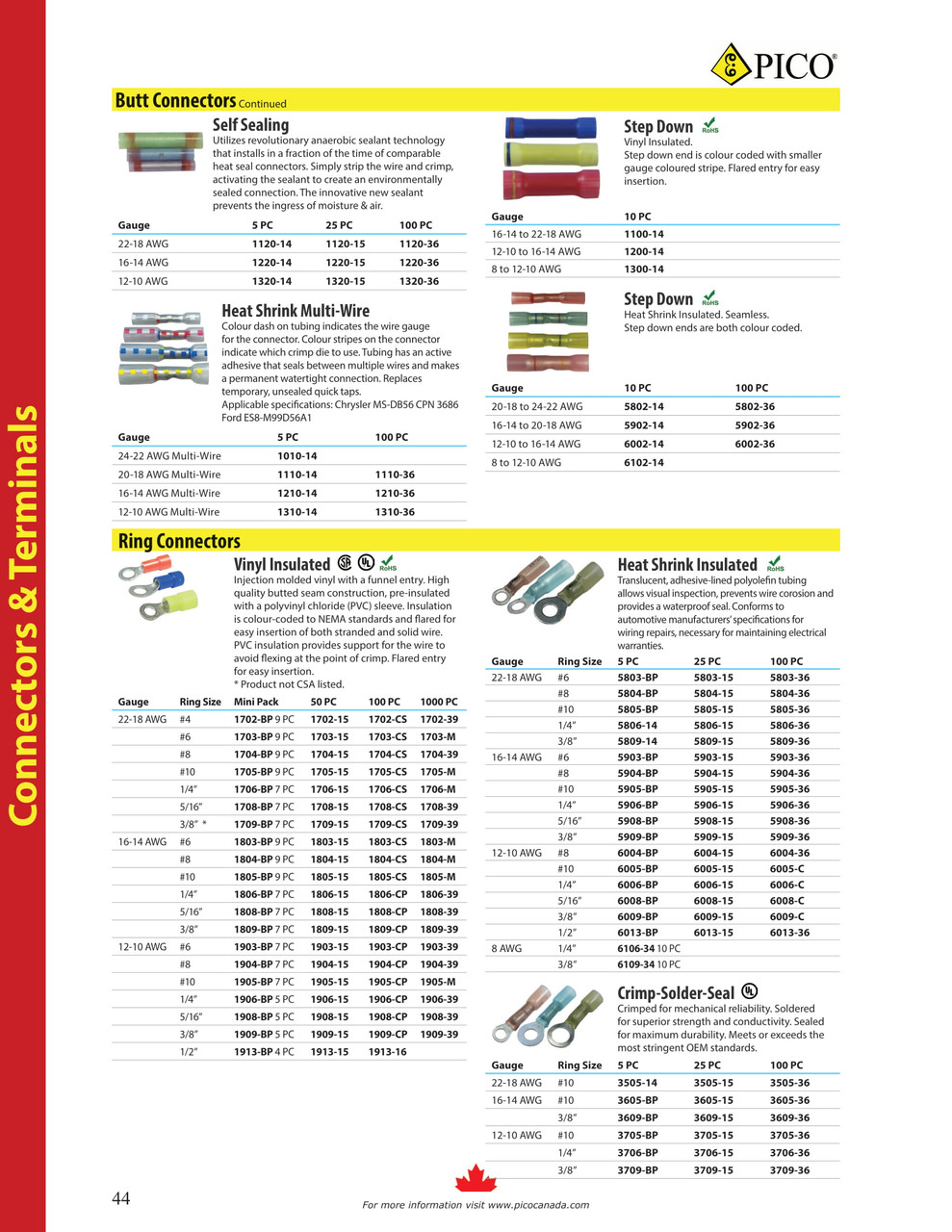 25 Pc. 12-10 AWG #10 Polyolefin Insulated Heat Shrink Ring Connector  6005-15