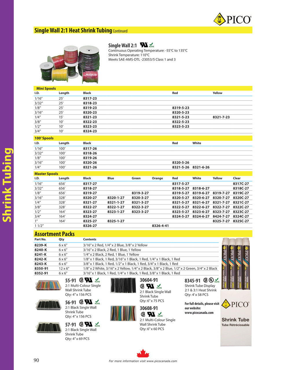 .250" x 100' Black Single Wall General Purpose 2:1 Shrink Tube  8321-26