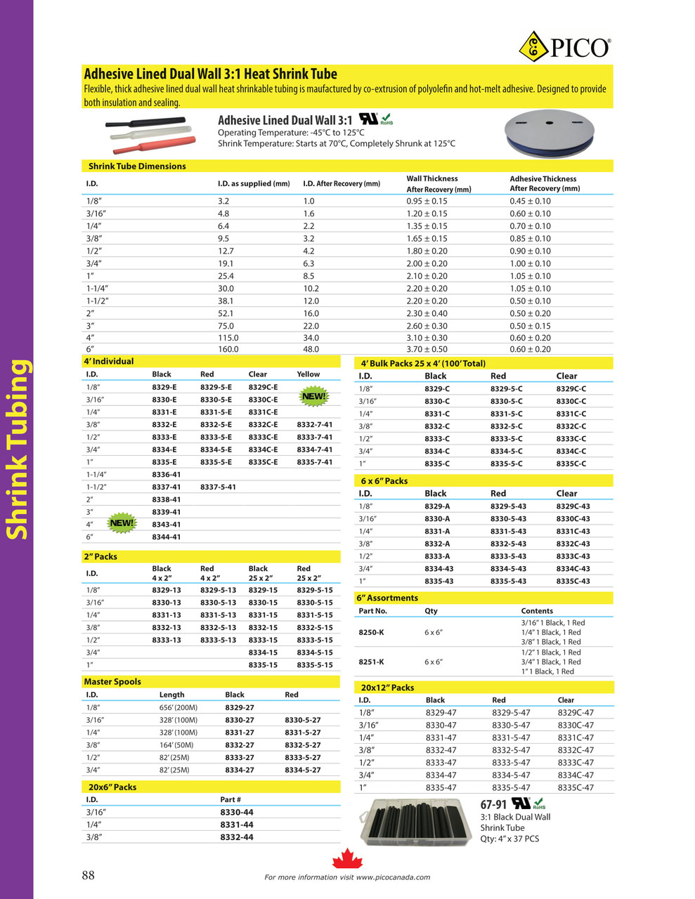 25 Pc. 1/2" x 4' Clear Dual Wall Adhesive 3:1 Shrink Tubes  8333C-C