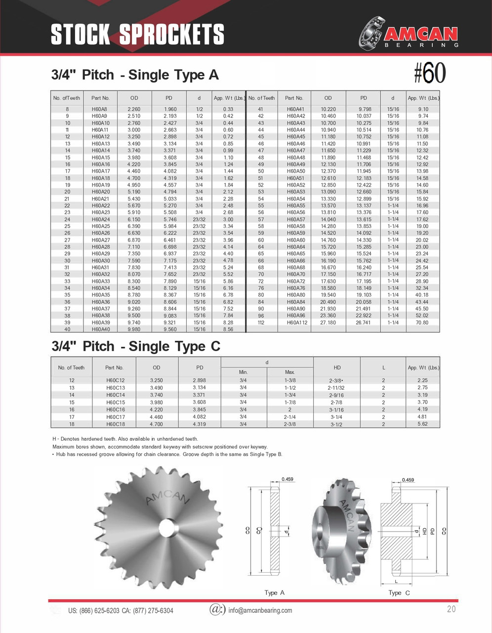 Hubless Hardened Tooth Plate Sprocket w/Minimum Plain Bore  H60A29