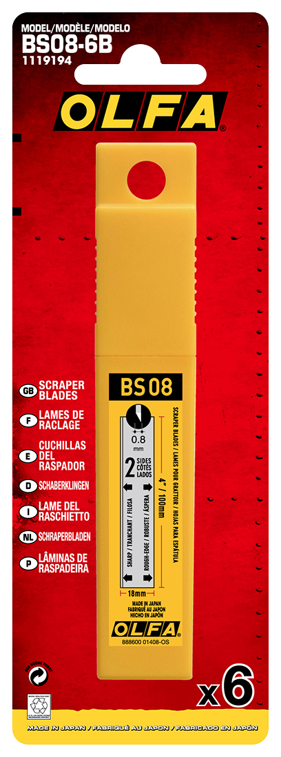 6 Pc. BS08-6B Single Edge Scraper Blade   1119194