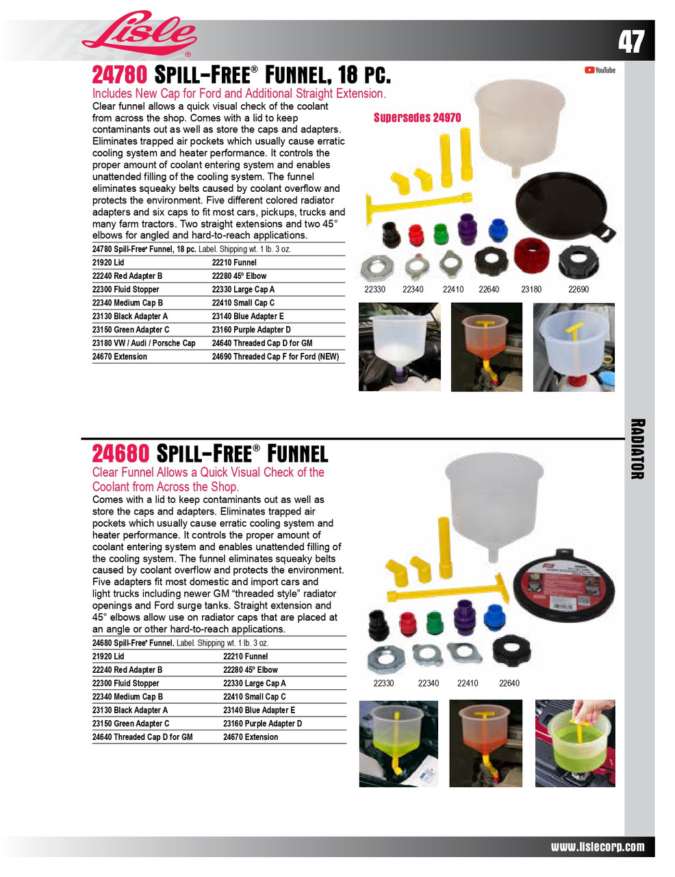 Spill Free Funnel Lid (for 24780/24680)   21920