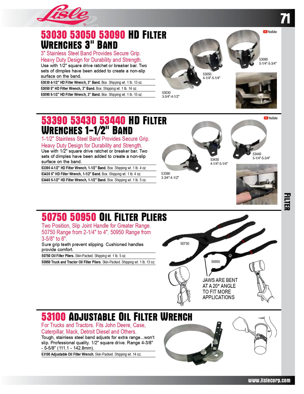 1/2" Drive x 5" Heavy Duty Filter Wrench   53050