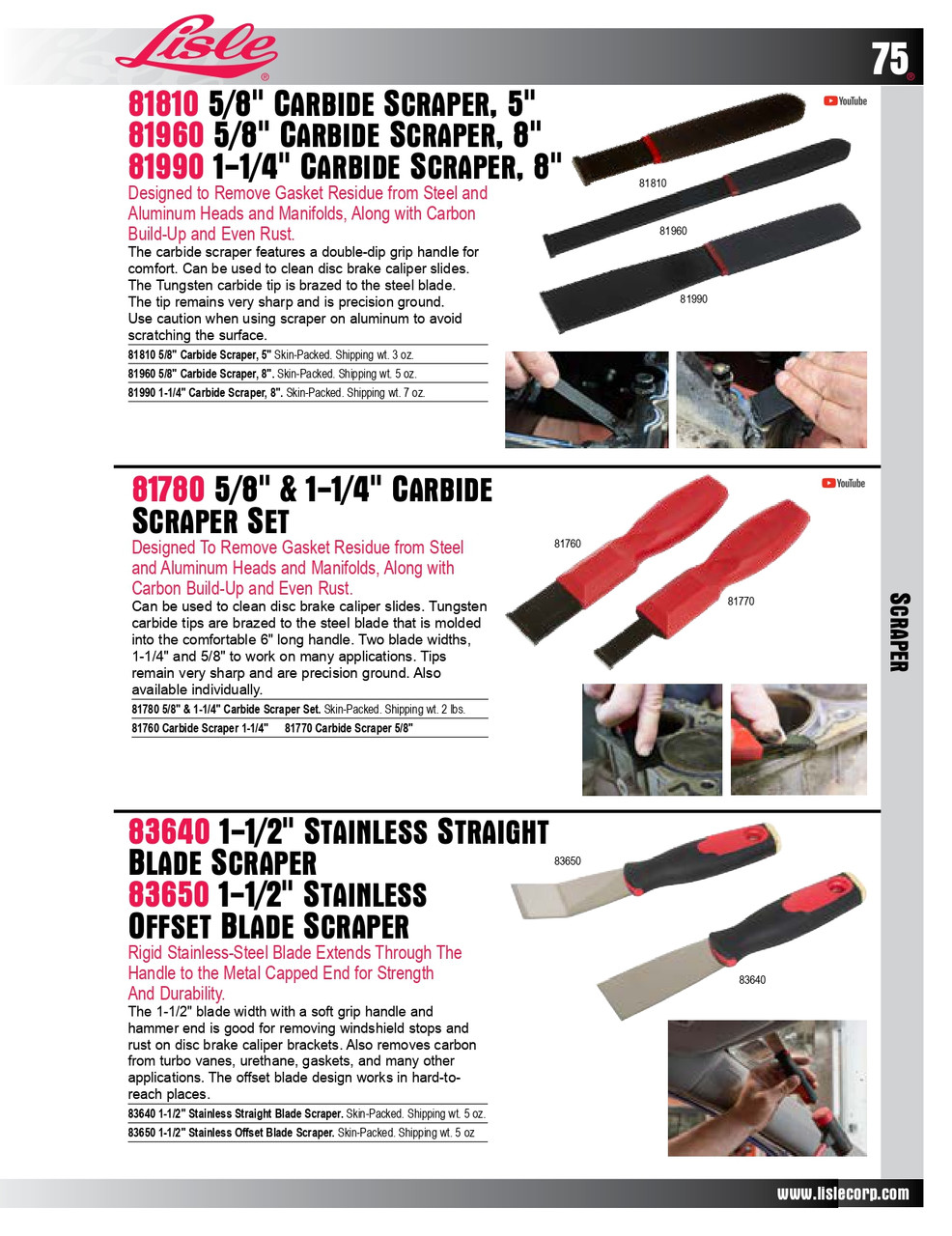 1-1/2" Stainless Straight Blade Scraper   83640