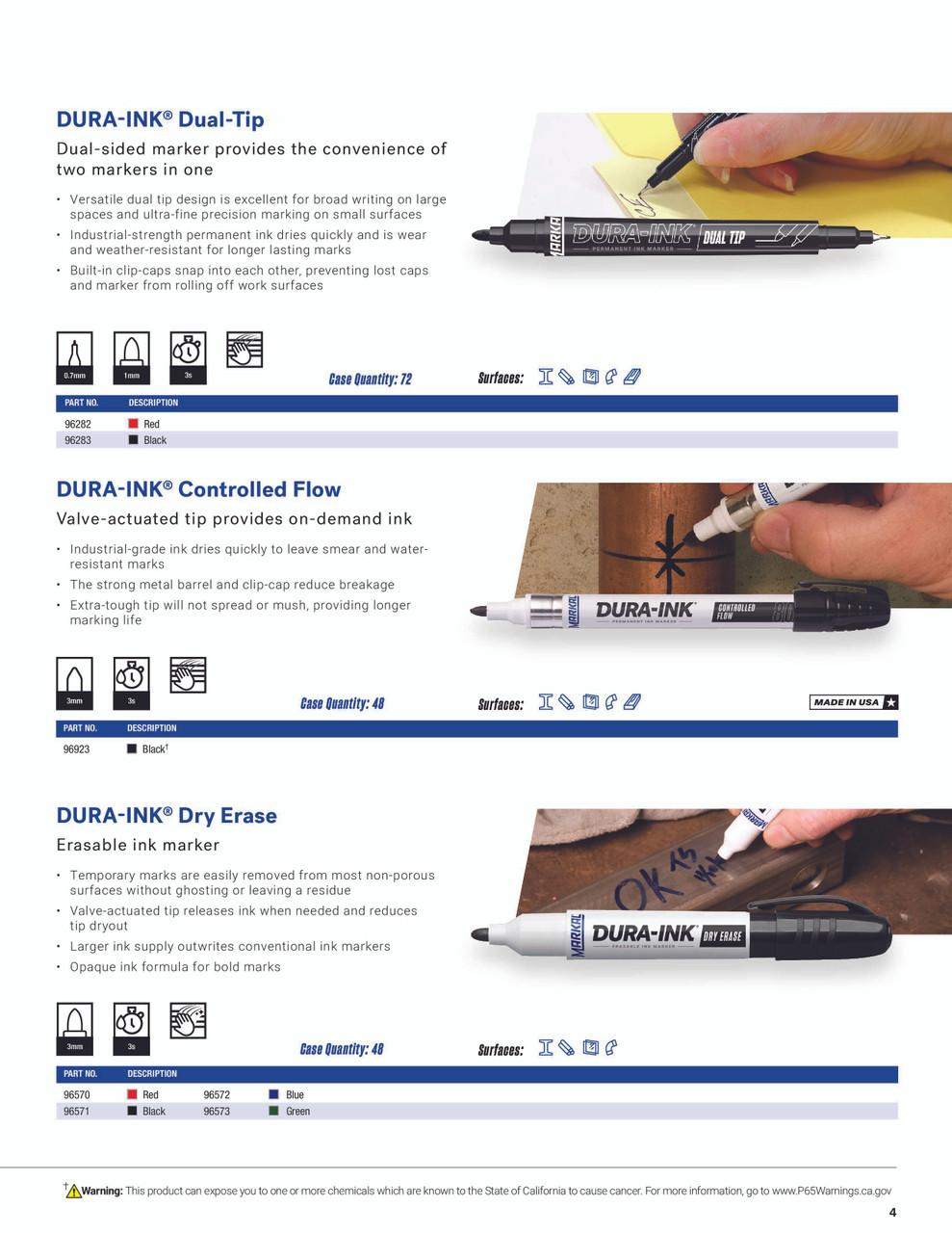 12 Pc. DURA-INK® Dry Erase Marker - Red   96570