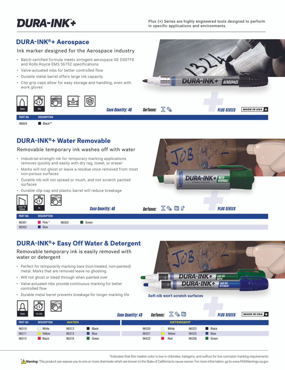 48 Pc. DURA-INK®+ Aerospace Permanent Ink Marker - Black   96924
