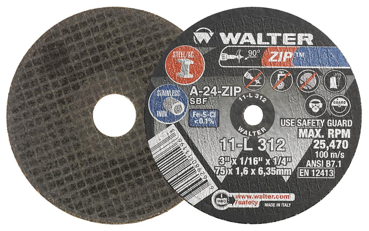 ZIP® 25 Pc. 3 x 1/16 x 1/4" A-24 Cut-Off Wheel   11L312
