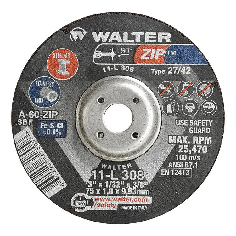 ZIP® 25 Pc. 3 x 1/32 x 3/8" A-60 Cut-Off Wheel   11L308