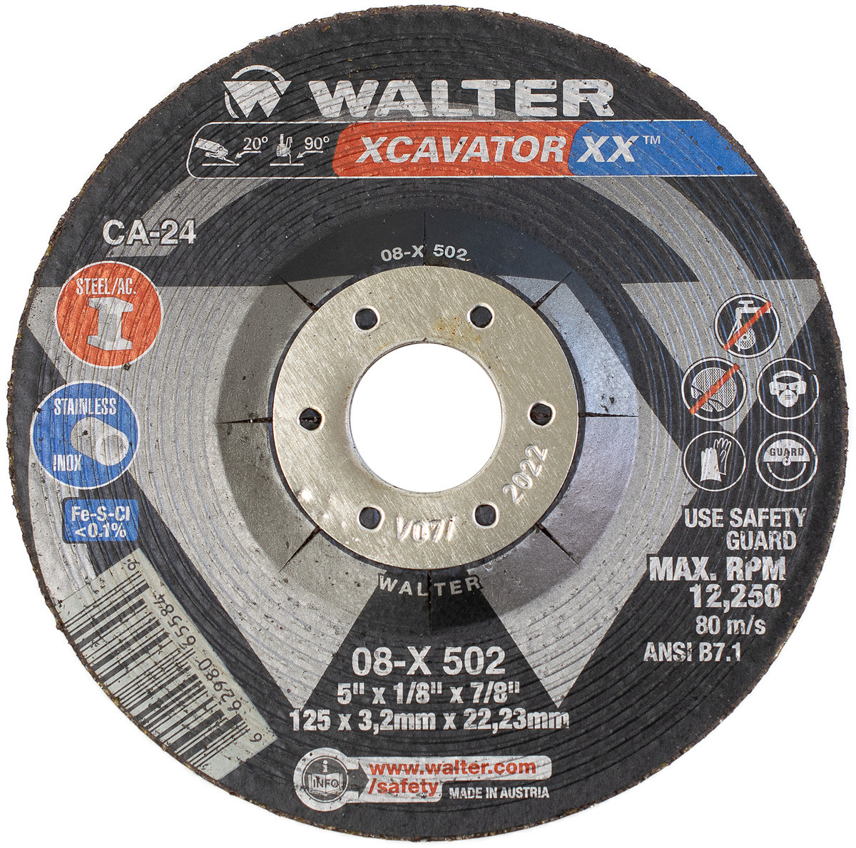 Xcavator XX® 10 Pc. 5 x 1/8 x 7/8" CA-24 Grinding Wheel   08X502