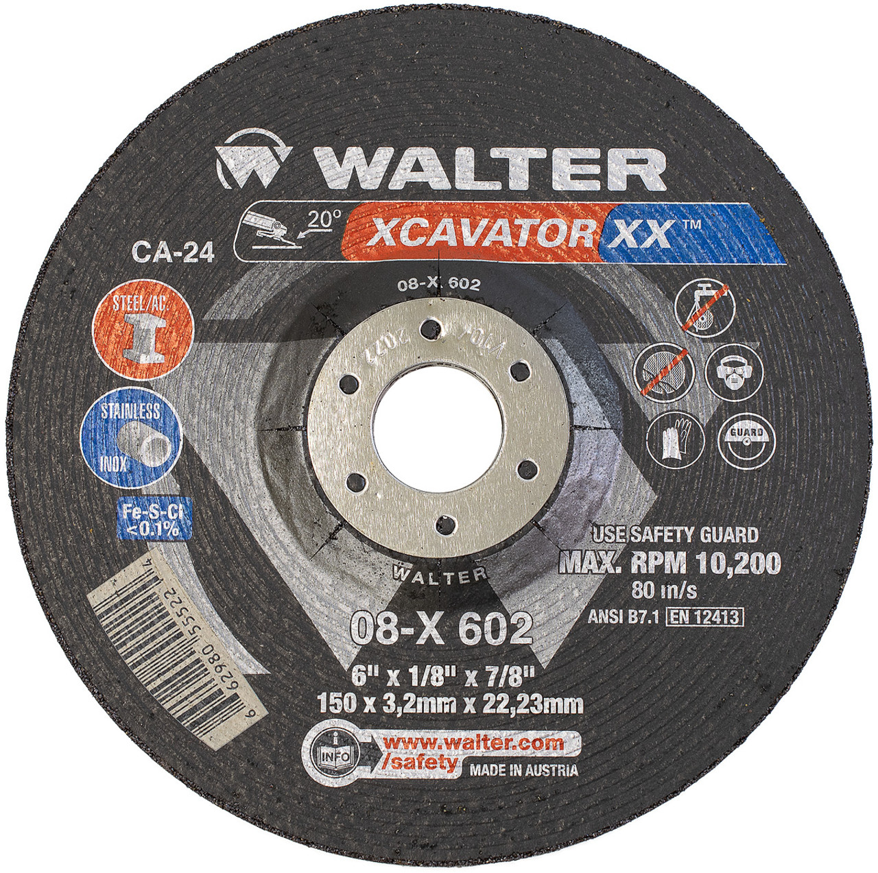 Xcavator XX® 10 Pc. 6 x 1/8 x 7/8" CA-24 Grinding Wheel   08X602 Xcavator XX® 10 Pc. 6 x 1/8 x 7/8" CA-24 Grinding Wheel   08X602